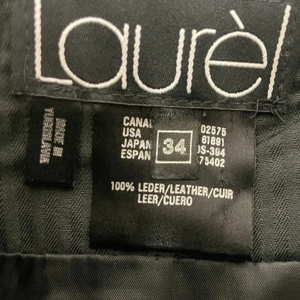 Laurel Womens Leather Straight & Pencil Skirt Size 34 US 2 XS Black Vintage 80s